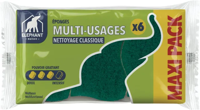 elephant-maison-ponge-grattante-multi-usages-x6-lot-de-6-ponges-r-curage-moyen-p image 1