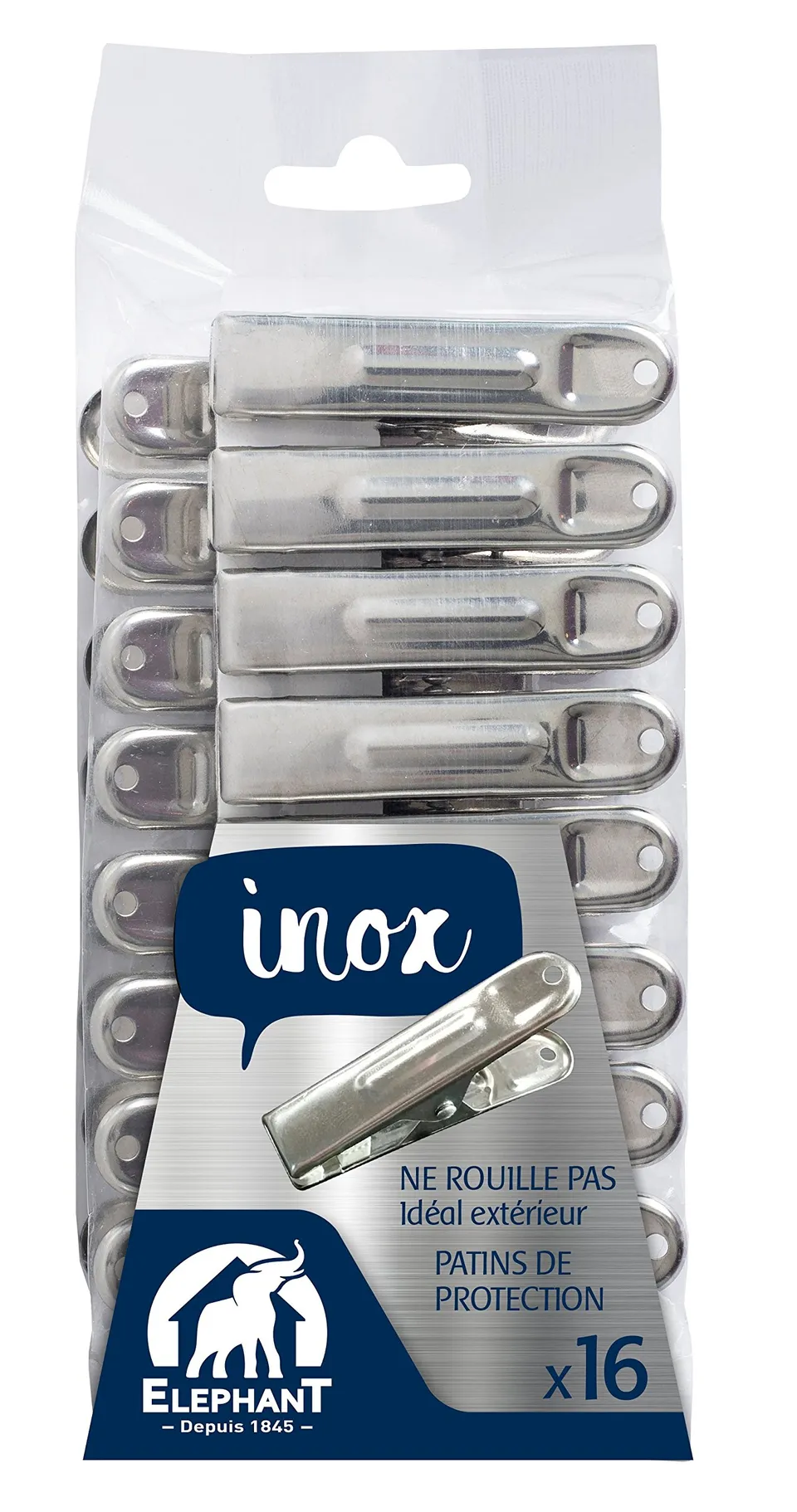 l-phant-maison-pinces-linge-inox-x16-solides-antirouille-patins-de-protection-id image 1