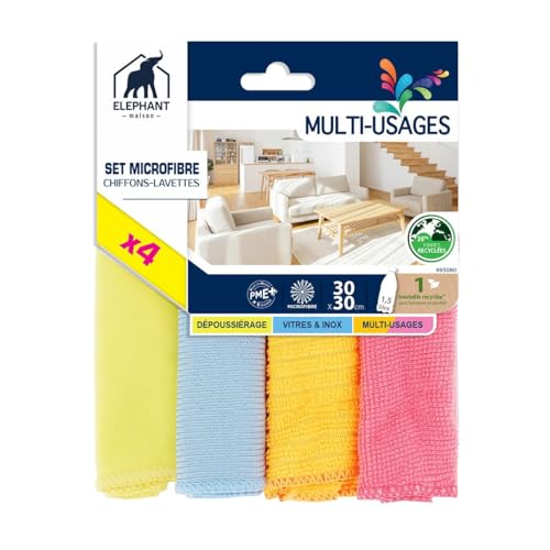 l-phant-maison-lavettes-microfibre-multi-usages-x4-pack-2-lavettes-toutes-surfac image 3