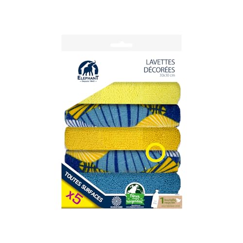 l-phant-maison-lavettes-d-cor-es-x5-microfibre-d-graissante-et-d-poussi-rante-sa image 3