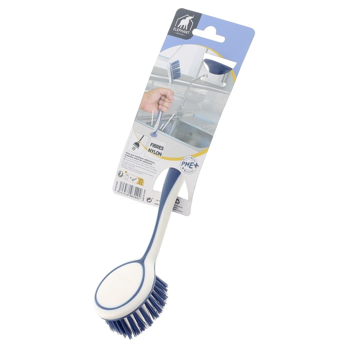 l-phant-maison-brosse-vaisselle-ventouse-brosse-vaisselle-fibres-nylon-manche-an image 1