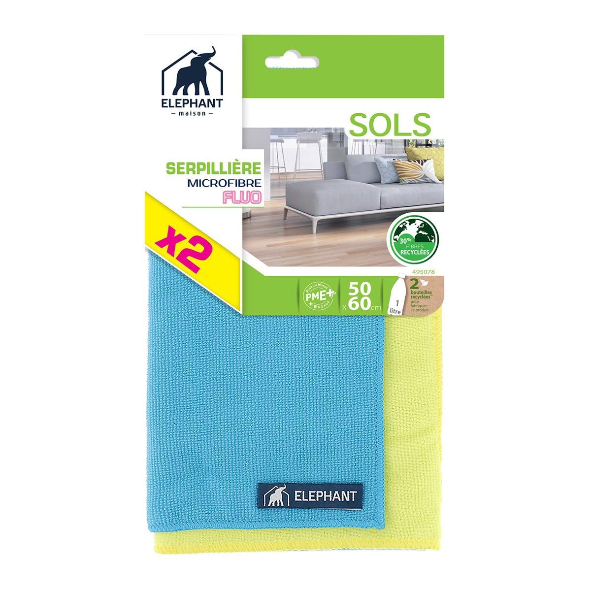 l-phant-maison-serpilli-re-fluo-x2-microfibre-pour-surfaces-fragiles-nettoie-et- image 2